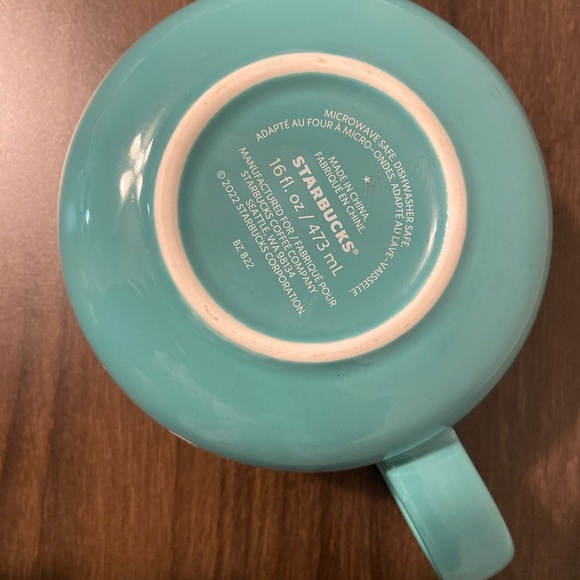 Starbucks 16 ounce Teal Floral Mug - Picture 2 of 4